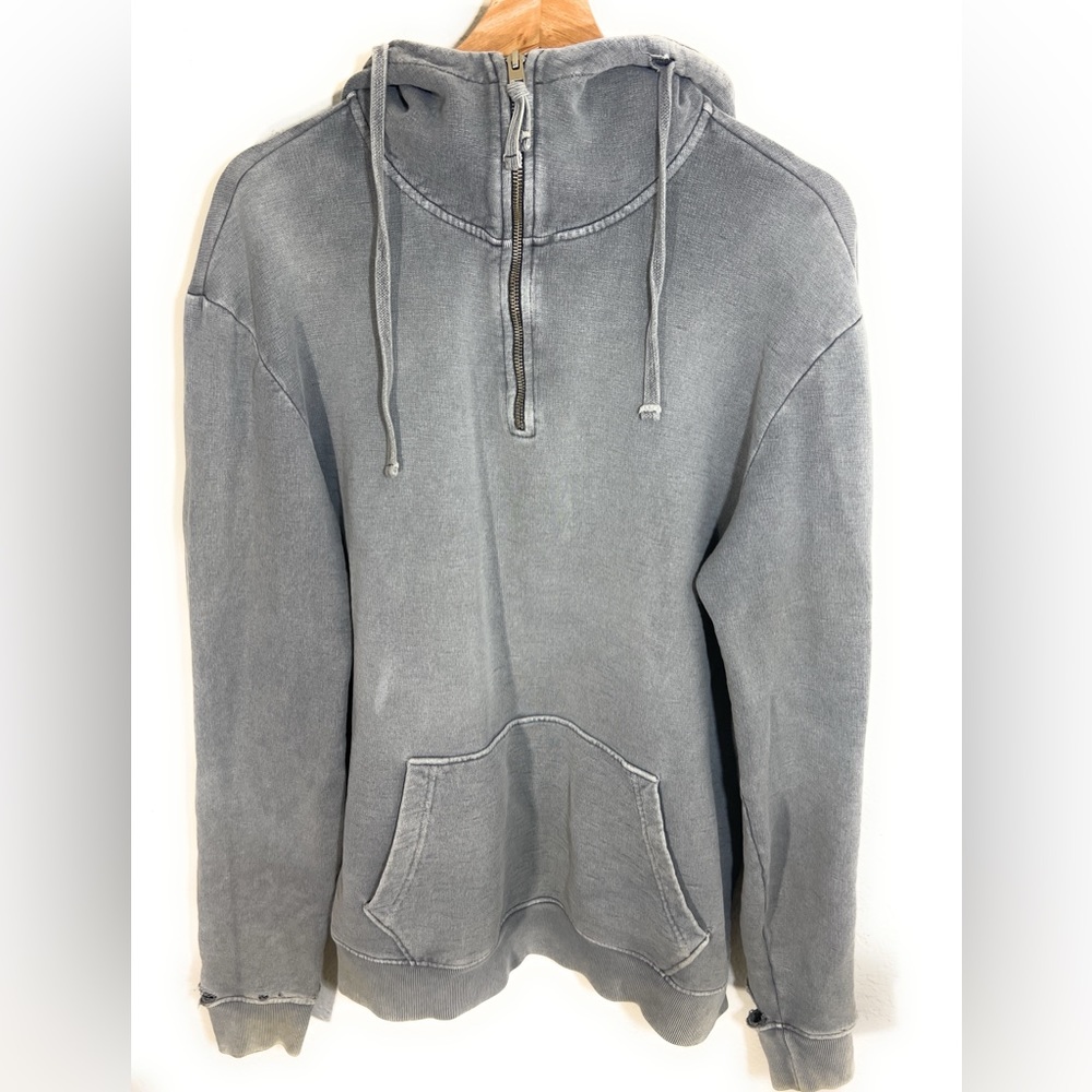 All Saints Sweater Mens 1/4 Zip Up Hoodie Oversized Sweatshirt Aika Gray…